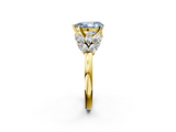 Yellow gold Fancy Blue Pear  Diamond Cluster Leaf Design Ring with Prong Setting_52