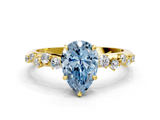 Yellow gold Fancy Blue Pear  Diamond Cluster Prong-Set Solitaire Ring_41