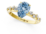 Yellow gold Fancy Blue Pear  Diamond Cluster Prong-Set Solitaire Ring_42