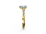 Yellow gold Fancy Blue Pear  Diamond Cluster Prong-Set Solitaire Ring_43