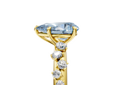 Yellow gold Fancy Blue Pear  Diamond Cluster Prong-Set Solitaire Ring_46