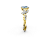 Yellow gold Fancy Blue Pear  Diamond Floral Vine Solitaire Engagement Ring_5