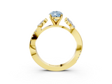Yellow gold Fancy Blue Pear  Diamond Floral Vine Solitaire Engagement Ring_6