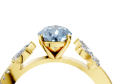 Yellow gold Fancy Blue Pear  Diamond Floral Vine Solitaire Engagement Ring_7