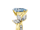 Yellow gold Fancy Blue Pear  Diamond Floral Vine Solitaire Engagement Ring_8