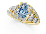 Yellow gold Fancy Blue Pear  Diamond Halo Ring with Marquise and Pavé Band in Prong Setting_66