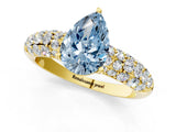 Yellow gold Fancy Blue Pear  Diamond Pavé Band Solitaire Ring with Four-Prong Setting_50