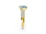Yellow gold Fancy Blue Pear  Diamond Pavé Band Solitaire Ring with Four-Prong Setting_51