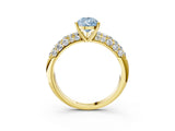 Yellow gold Fancy Blue Pear  Diamond Pavé Band Solitaire Ring with Four-Prong Setting_52