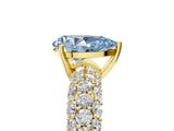 Yellow gold Fancy Blue Pear  Diamond Pavé Band Solitaire Ring with Four-Prong Setting_54