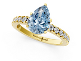 Yellow gold Fancy Blue Pear  Diamond Pavé Band Solitaire with Four-Prong Setting_202