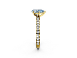 Yellow gold Fancy Blue Pear  Diamond Pavé Band Solitaire with Four-Prong Setting_203