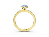 Yellow gold Fancy Blue Pear  Diamond Pavé Band Solitaire with Four-Prong Setting_204