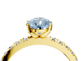 Yellow gold Fancy Blue Pear  Diamond Pavé Band Solitaire with Four-Prong Setting_205