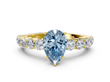 Yellow gold Fancy Blue Pear  Diamond Pavé Band Solitaire with Four-Prong Setting_3