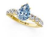Yellow gold Fancy Blue Pear  Diamond Pavé Band Solitaire with Four-Prong Setting_4