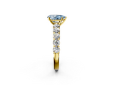Yellow gold Fancy Blue Pear  Diamond Pavé Band Solitaire with Four-Prong Setting_5