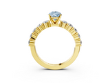 Yellow gold Fancy Blue Pear  Diamond Pavé Band Solitaire with Four-Prong Setting_6