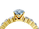Yellow gold Fancy Blue Pear  Diamond Pavé Band Solitaire with Four-Prong Setting_7