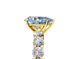Yellow gold Fancy Blue Pear  Diamond Pavé Band Solitaire with Four-Prong Setting_8