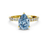 Yellow gold Fancy Blue Pear  Diamond Pavé Band with Six-Prong Setting_52