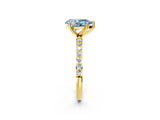 Yellow gold Fancy Blue Pear  Diamond Pavé Band with Six-Prong Setting_54