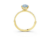 Yellow gold Fancy Blue Pear  Diamond Pavé Band with Six-Prong Setting_55