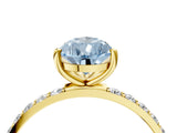 Yellow gold Fancy Blue Pear  Diamond Pavé Band with Six-Prong Setting_56