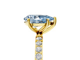 Yellow gold Fancy Blue Pear  Diamond Pavé Band with Six-Prong Setting_57