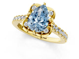 Yellow gold Fancy Blue Pear  Diamond Pave Band with Floral Prong Setting_28