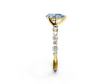 Yellow gold Fancy Blue Pear  Diamond Prong Set Engagement Ring with Pave Band_206