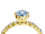 Yellow gold Fancy Blue Pear  Diamond Prong Set Engagement Ring with Pave Band_208