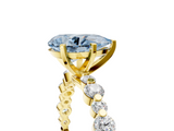 Yellow gold Fancy Blue Pear  Diamond Prong Set Engagement Ring with Pave Band_209