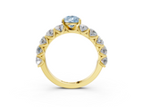 Yellow gold Fancy Blue Pear  Diamond Prong Setting with Side Stones on a Pave Band_151