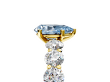 Yellow gold Fancy Blue Pear  Diamond Prong Setting with Side Stones on a Pave Band_153