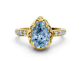 Yellow gold Fancy Blue Pear  Diamond Solitaire Ring with Shared Prong Pavé Band_65