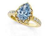 Yellow gold Fancy Blue Pear  Diamond Solitaire Ring with Shared Prong Pavé Band_66