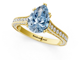 Yellow gold Fancy Blue Pear  Diamond Solitaire with Pave Band and Six-Prong Setting_21
