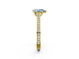 Yellow gold Fancy Blue Pear  Diamond Solitaire with Pave Band and Six-Prong Setting_22