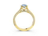 Yellow gold Fancy Blue Pear  Diamond Solitaire with Pave Band and Six-Prong Setting_23