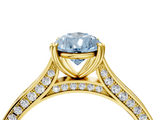 Yellow gold Fancy Blue Pear  Diamond Solitaire with Pave Band and Six-Prong Setting_24