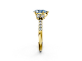 Yellow gold Fancy Blue Pear  Diamond Three-Stone Pave Band with Four-Prong Setting_22