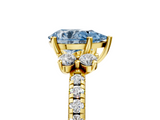 Yellow gold Fancy Blue Pear  Diamond Three-Stone Pave Band with Four-Prong Setting_25