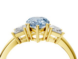 Yellow gold Fancy Blue Pear  Diamond Three-Stone Ring with Trapezoid Side Stones and Prong Setting_20