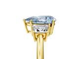 Yellow gold Fancy Blue Pear  Diamond Three-Stone Ring with Trapezoid Side Stones and Prong Setting_21