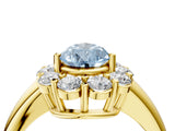 Yellow gold Fancy Blue Pear  Halo Cluster Diamond Engagement Ring with Prong Setting and Polished Band_24