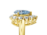 Yellow gold Fancy Blue Pear  Halo Cluster Diamond Engagement Ring with Prong Setting and Polished Band_25