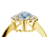 Yellow gold Fancy Blue Pear  Halo Cluster Diamond Engagement Ring with Solitaire Band and Prong Setting_52