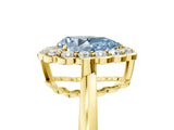 Yellow gold Fancy Blue Pear  Halo Cluster Diamond Engagement Ring with Solitaire Band and Prong Setting_53