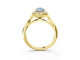 Yellow gold Fancy Blue Pear  Halo Diamond Engagement Ring with Filigree Band and Four-Prong Setting_84
